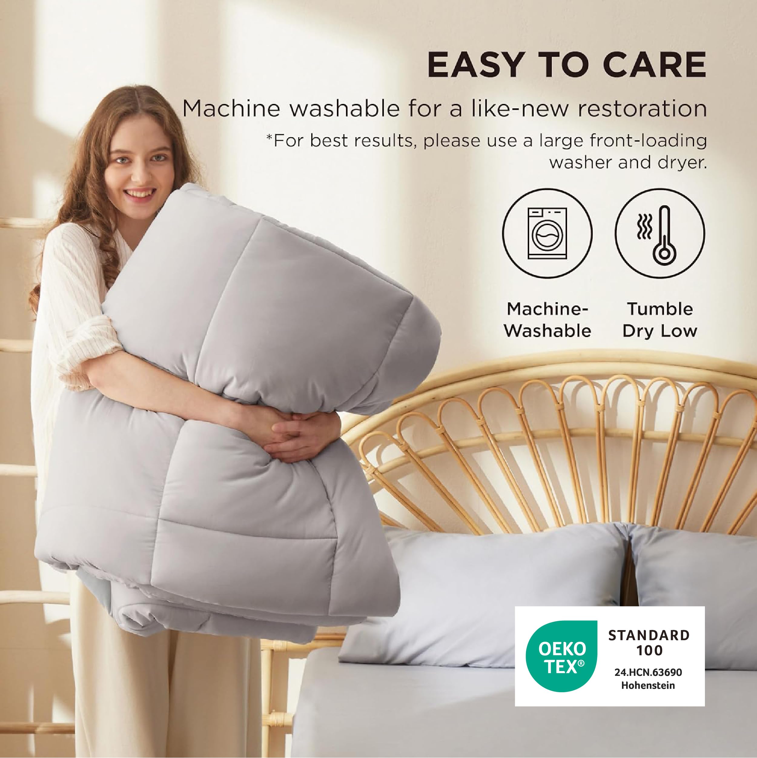 Bedsure easy-care duvet insert is machine washable and quick to dry.