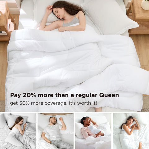 Close-up highlights eight side tabs for duvet cover compatibility.