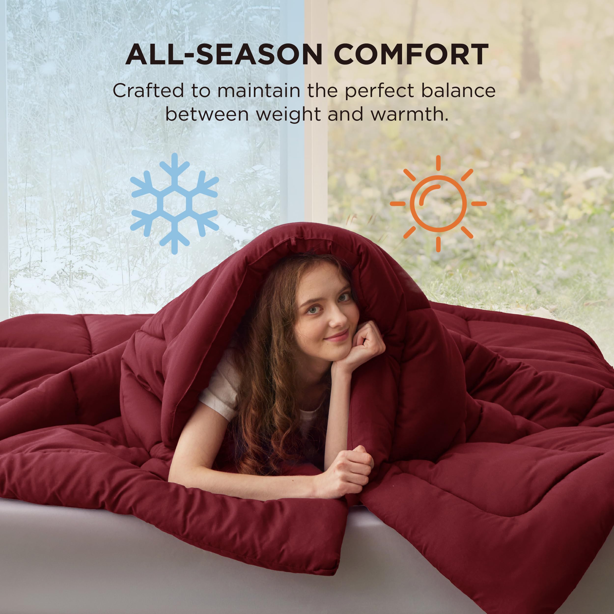 Bedsure comforter duvet insert with 8 tabs on side for easy duvet cover pairing.