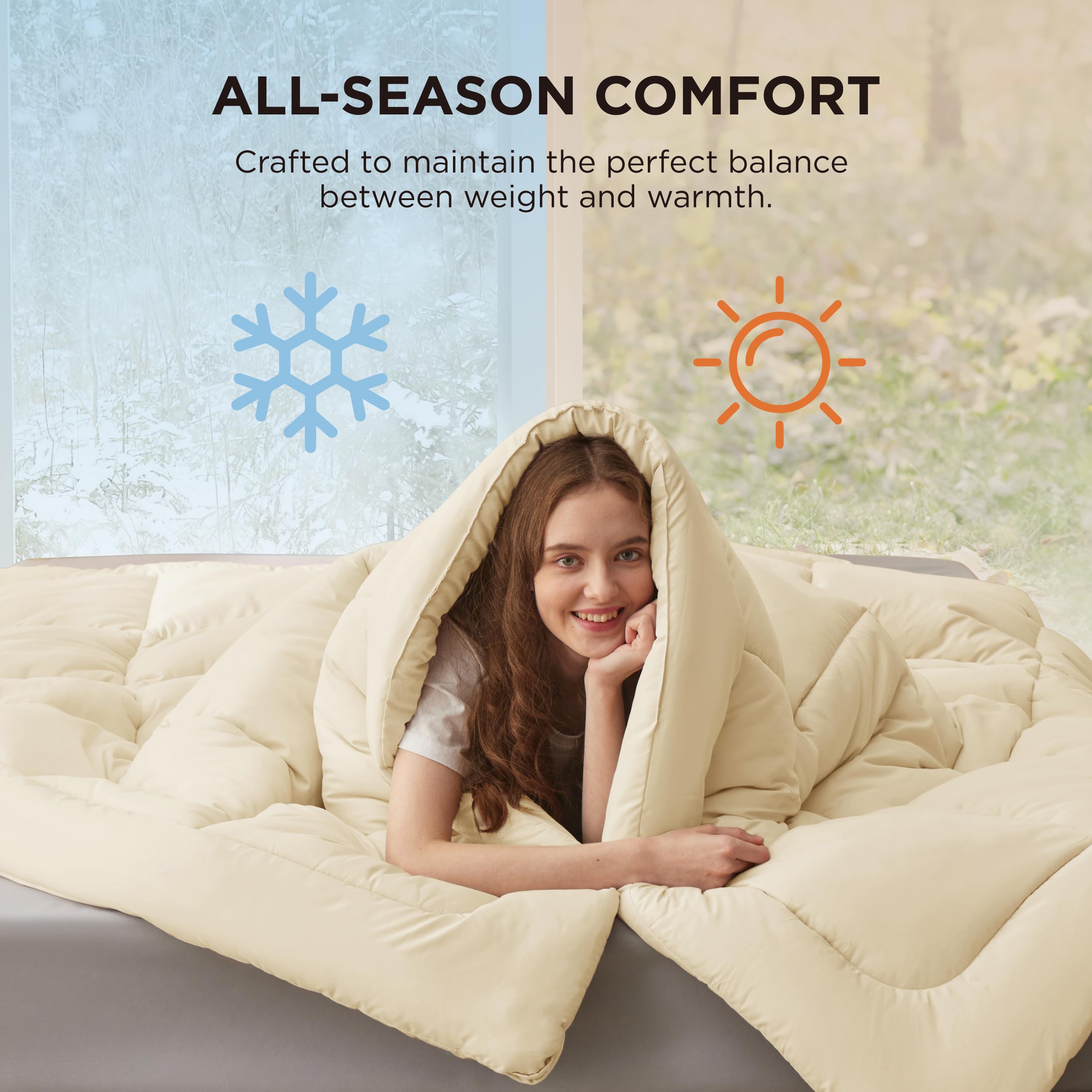 Bedsure comforter duvet insert, eight tabs visible for easy duvet cover compatibility.