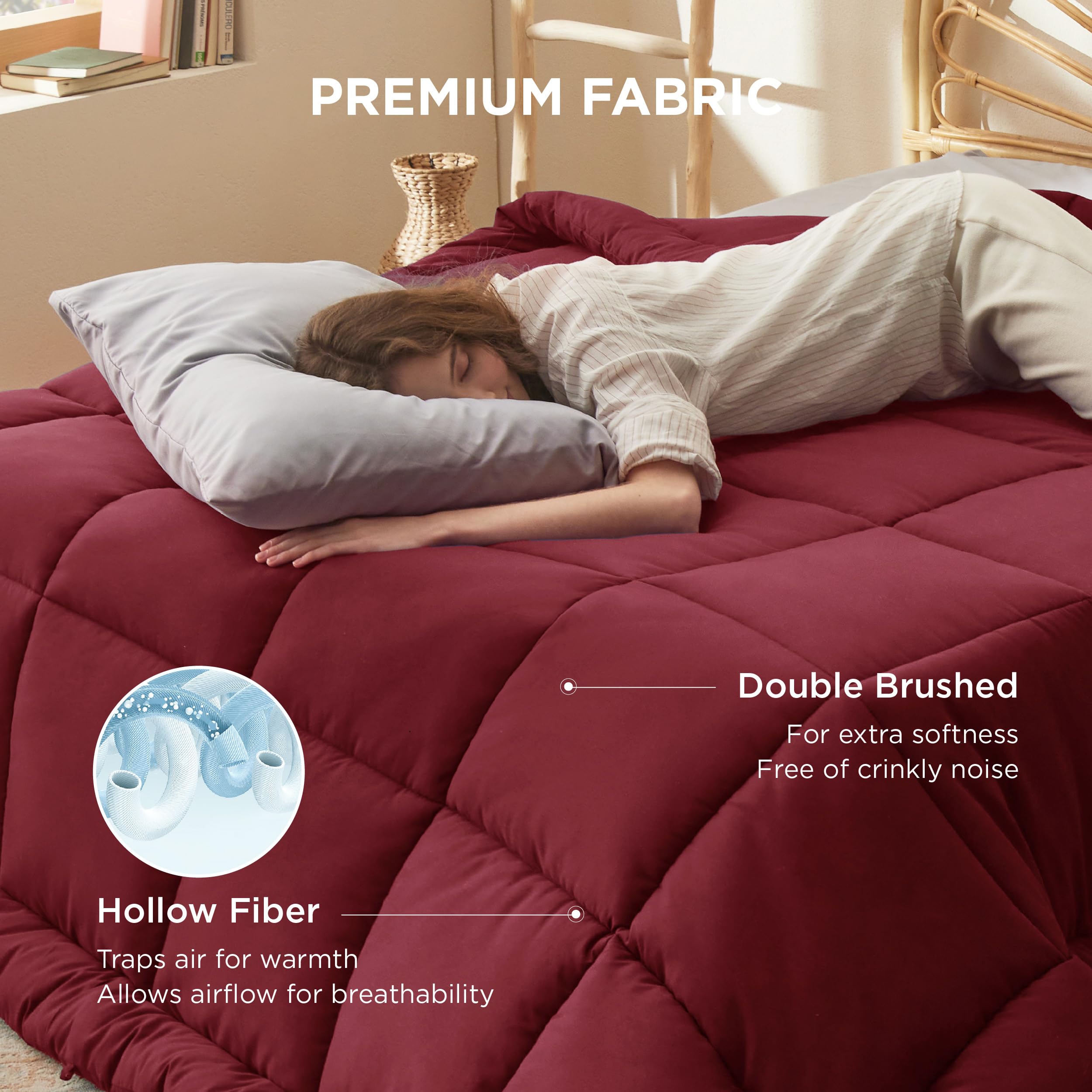 Bedsure duvet insert with box-stitch detail for even warmth distribution.