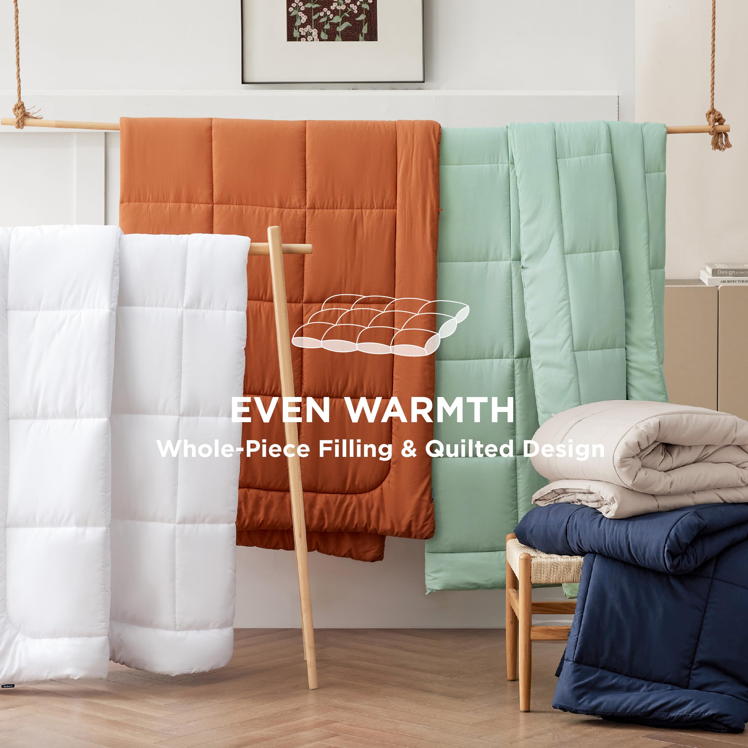 Bedsure all-season duvet insert care and washing instructions visual cue.