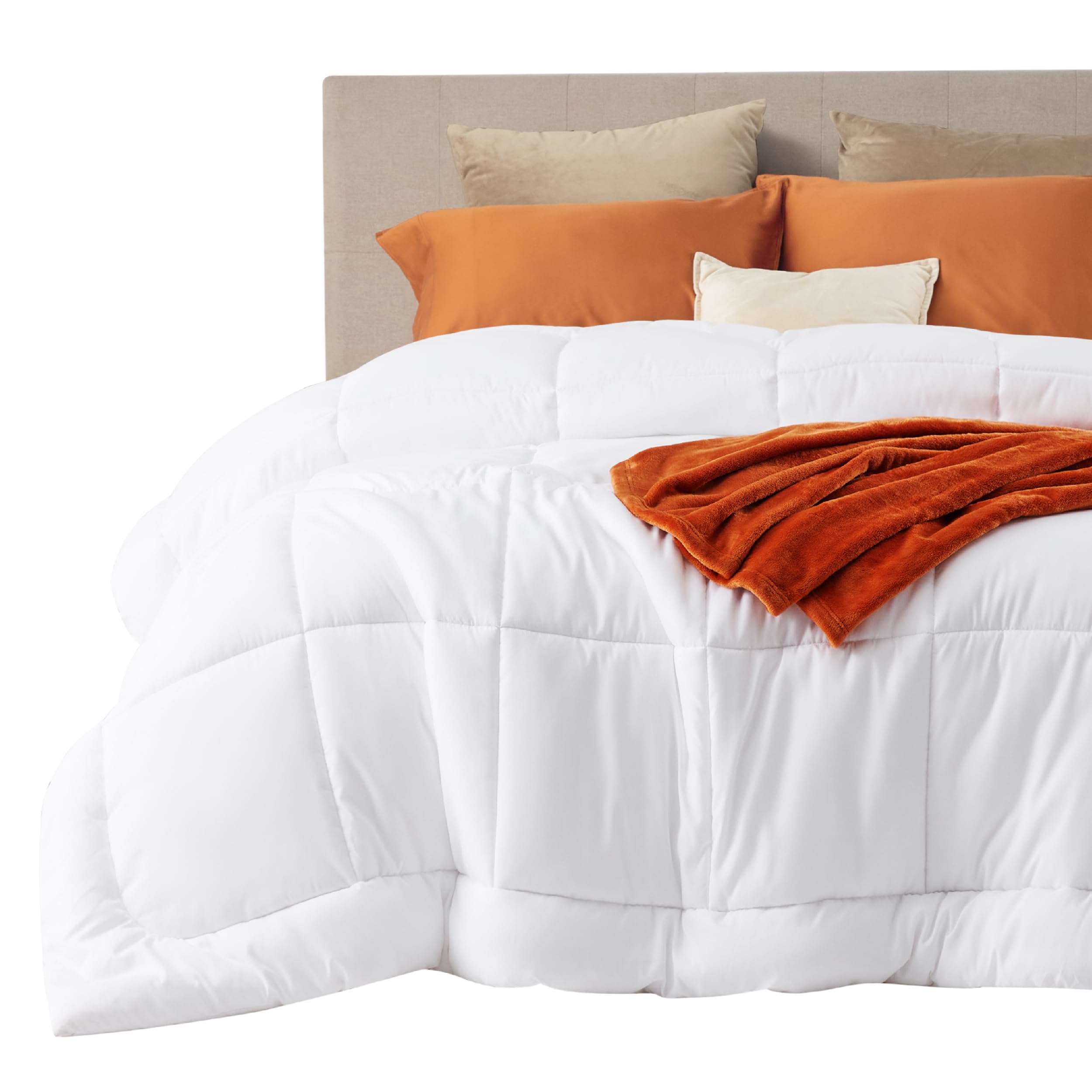 Bedsure king comforter with 8 tabs top view ready for duvet cover pairing.