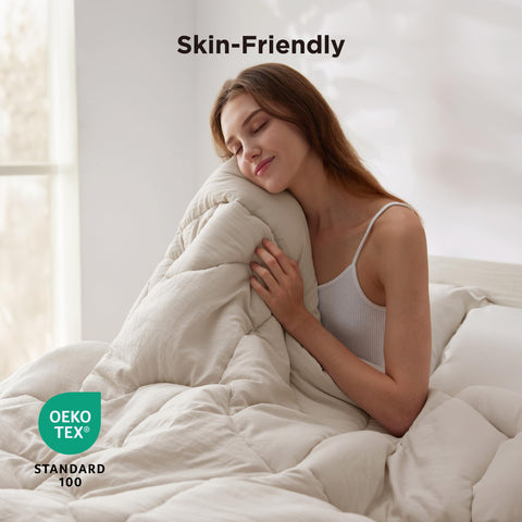 Bedsure comforter in holiday setting makes a thoughtful, practical gift.