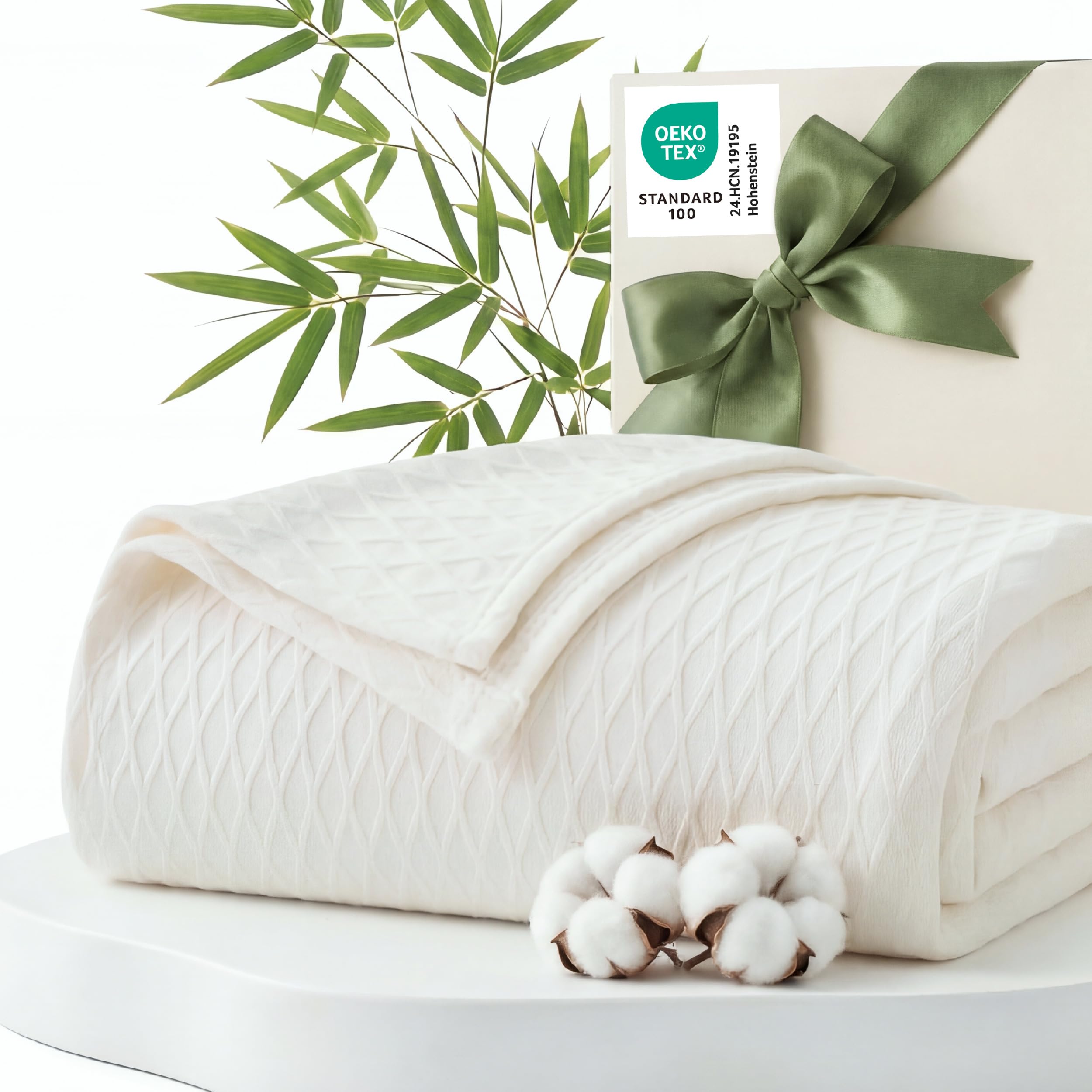 Bedsure cooling blanket with diamond waffle texture provides breathable warmth.
