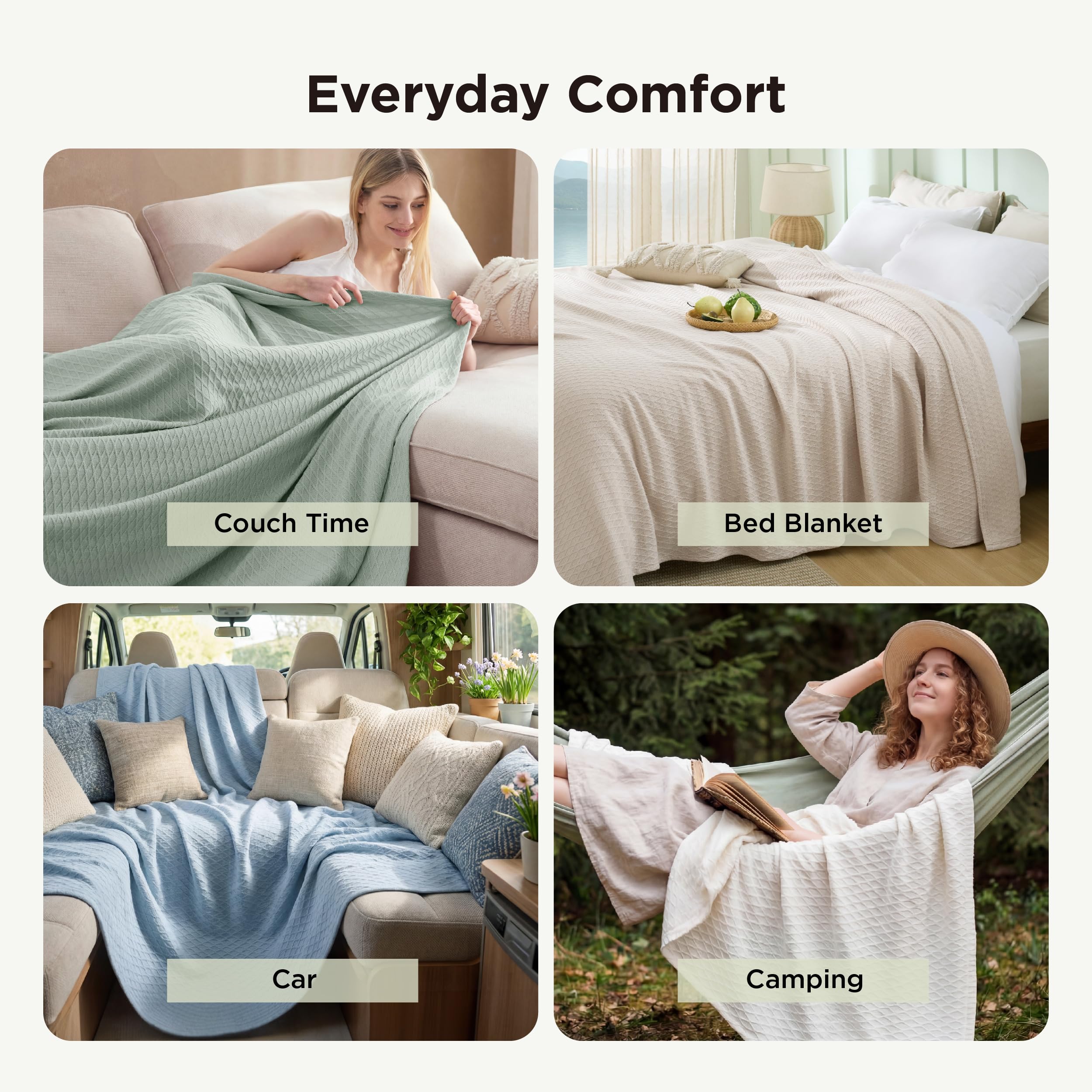 Bedsure cooling blanket texture close-up highlights airy weave.