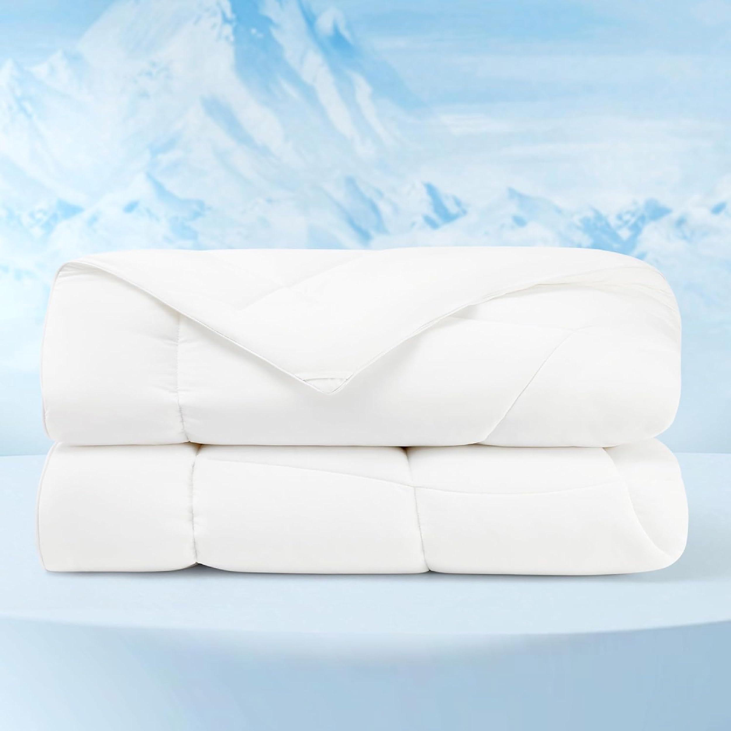 Bedsure cooling comforter king front view shows generous size and cooling comfort for hot nights
