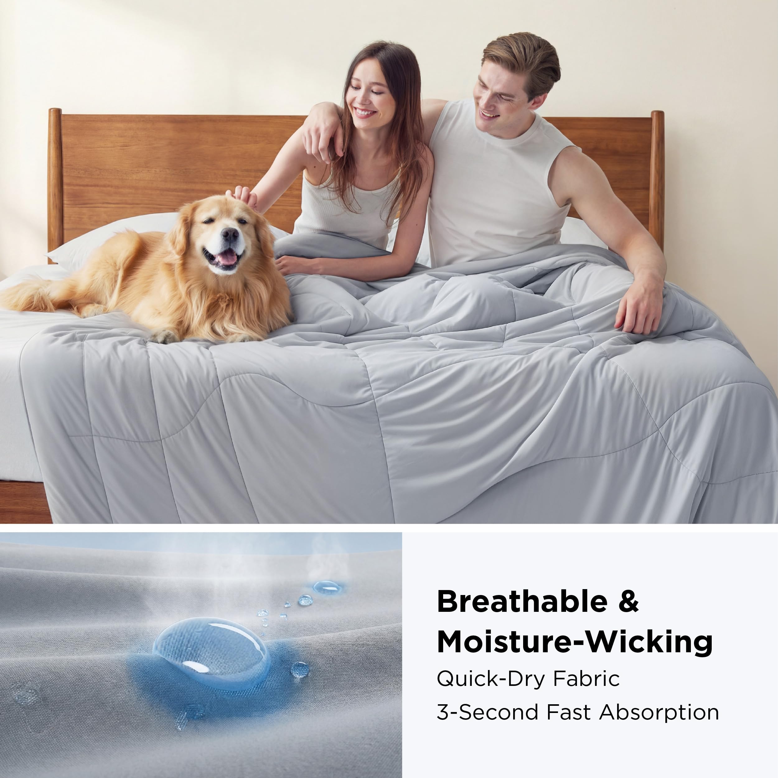 Bedsure cooling comforter king size side view emphasizes lightweight cooling.