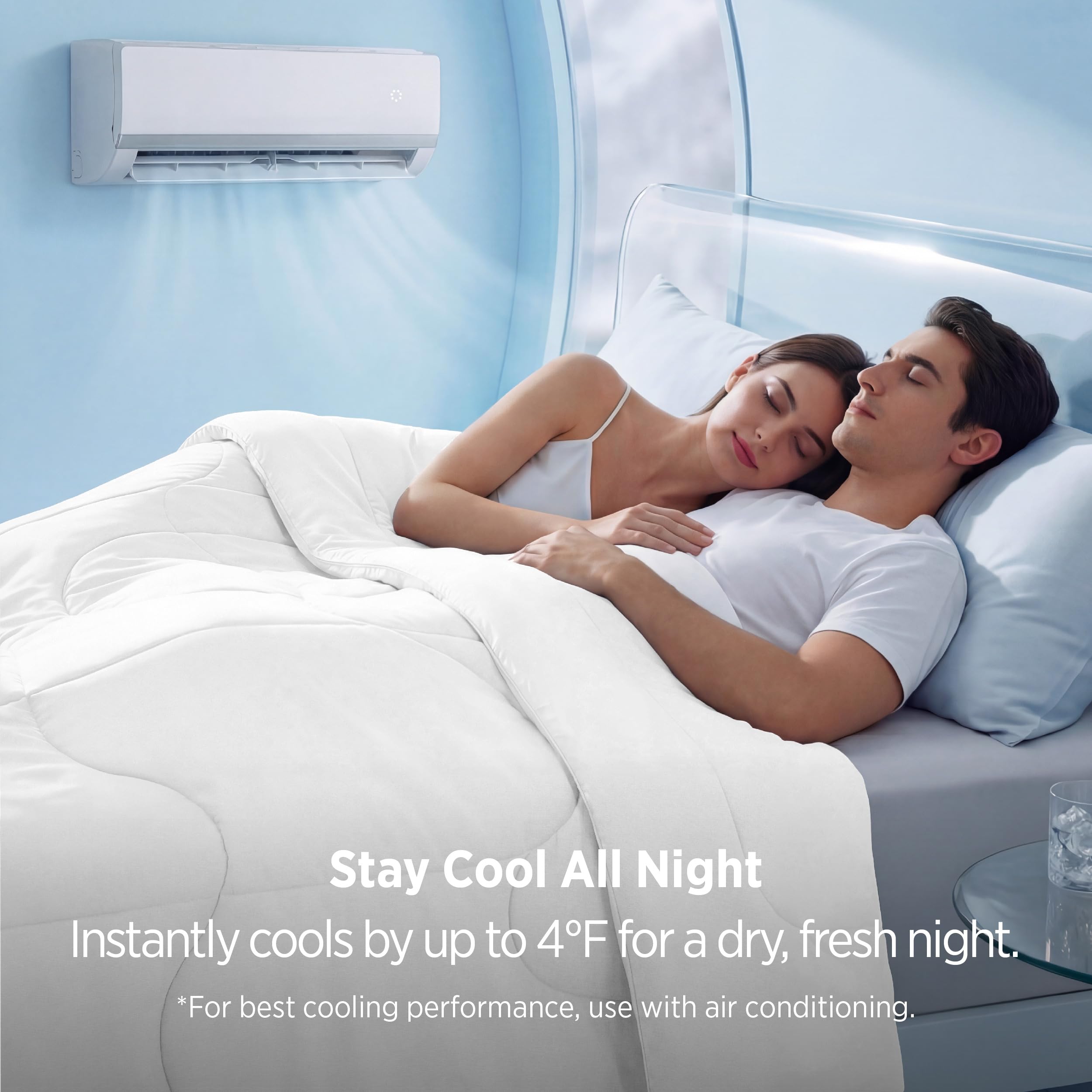 Bedsure cooling comforter queen close-up fabric reveals ultra-fine fibers and softness.