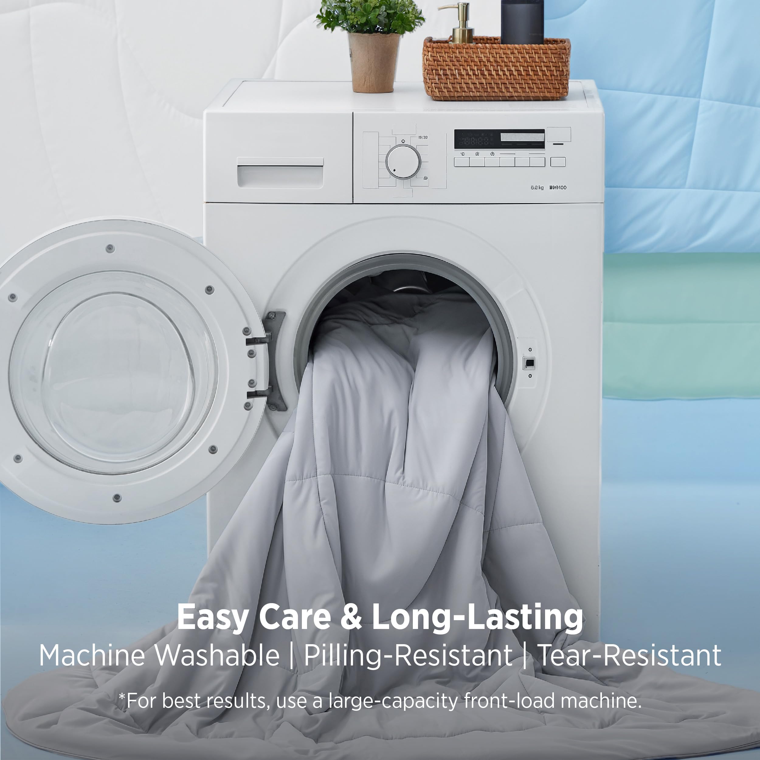 Bedsure cooling comforter queen machine washable design simplifies care.