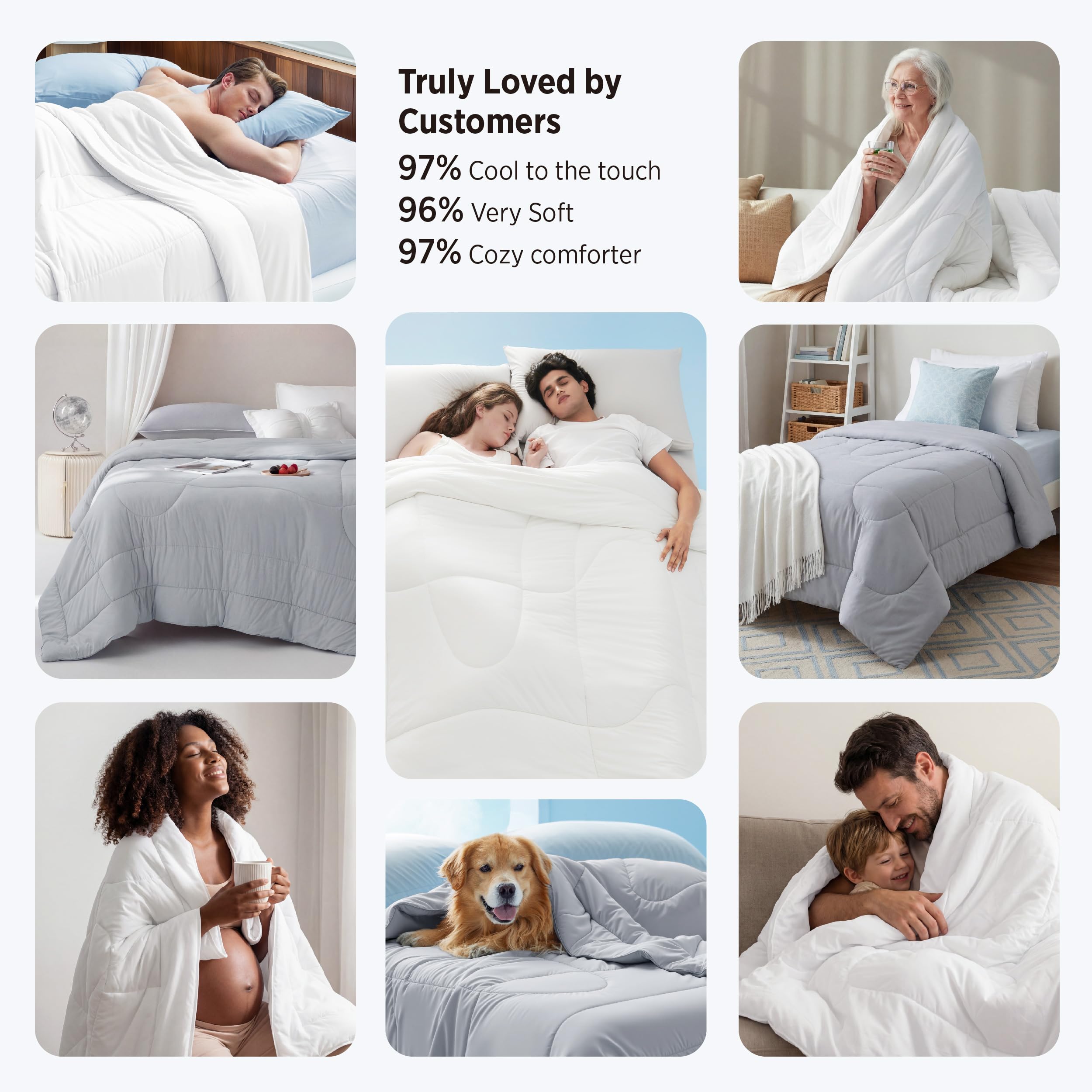 Bedsure cooling comforter queen stitching detail keeps fill in place and evenly distributed.