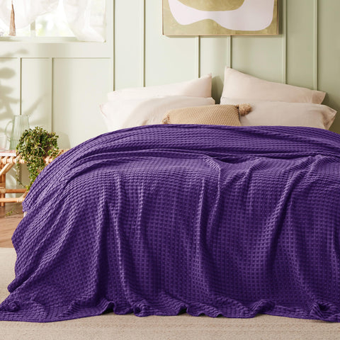 Bedsure blanket fabric in purple shows moisture-wicking comfort