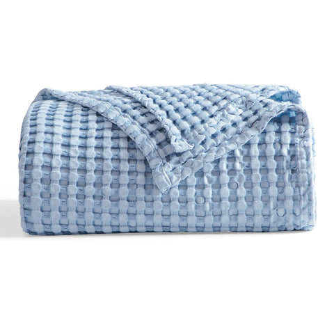 Bedsure cooling cotton waffle blanket on bed for breathable comfort.