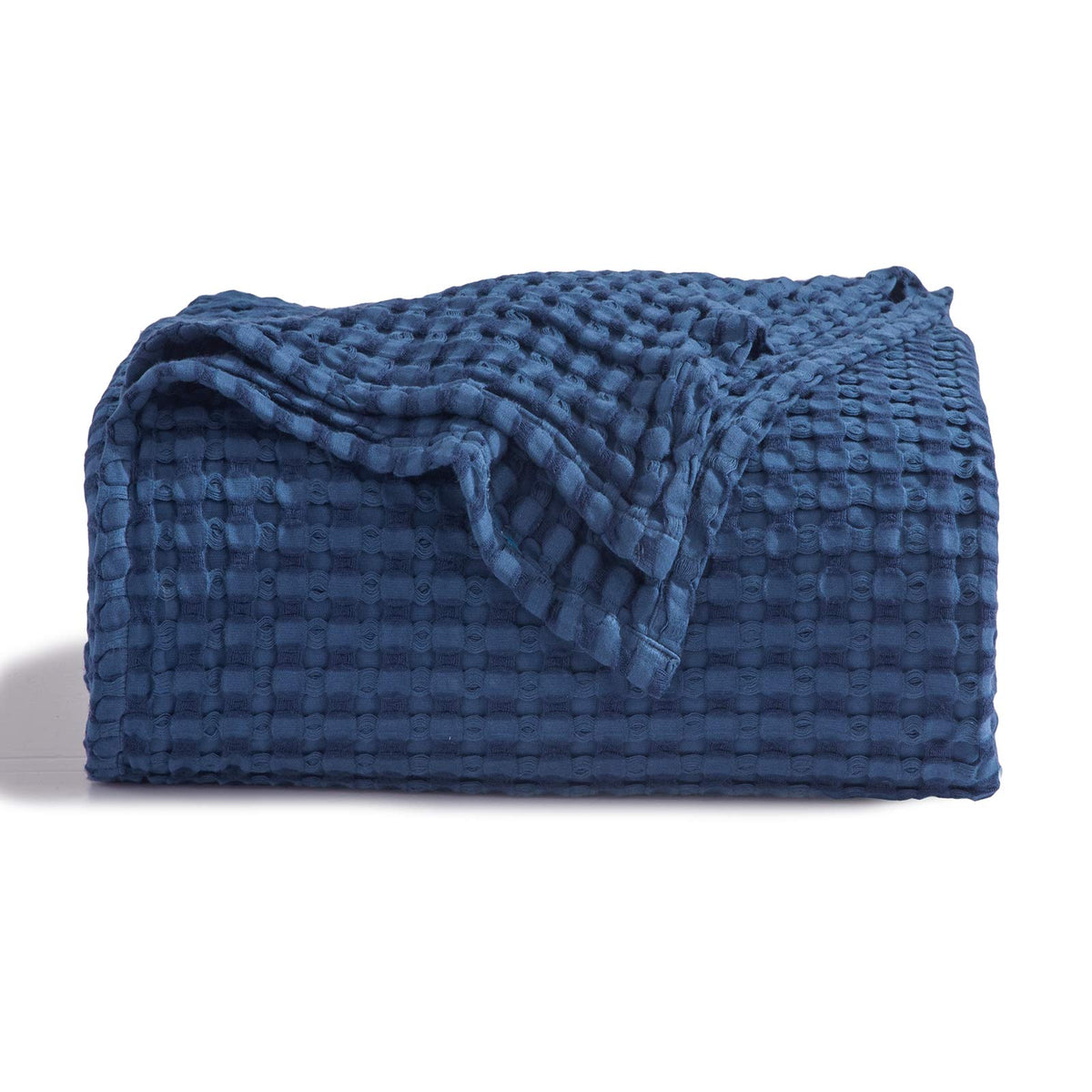 Bedsure cooling cotton waffle blanket close-up shows texture and breathable comfort.