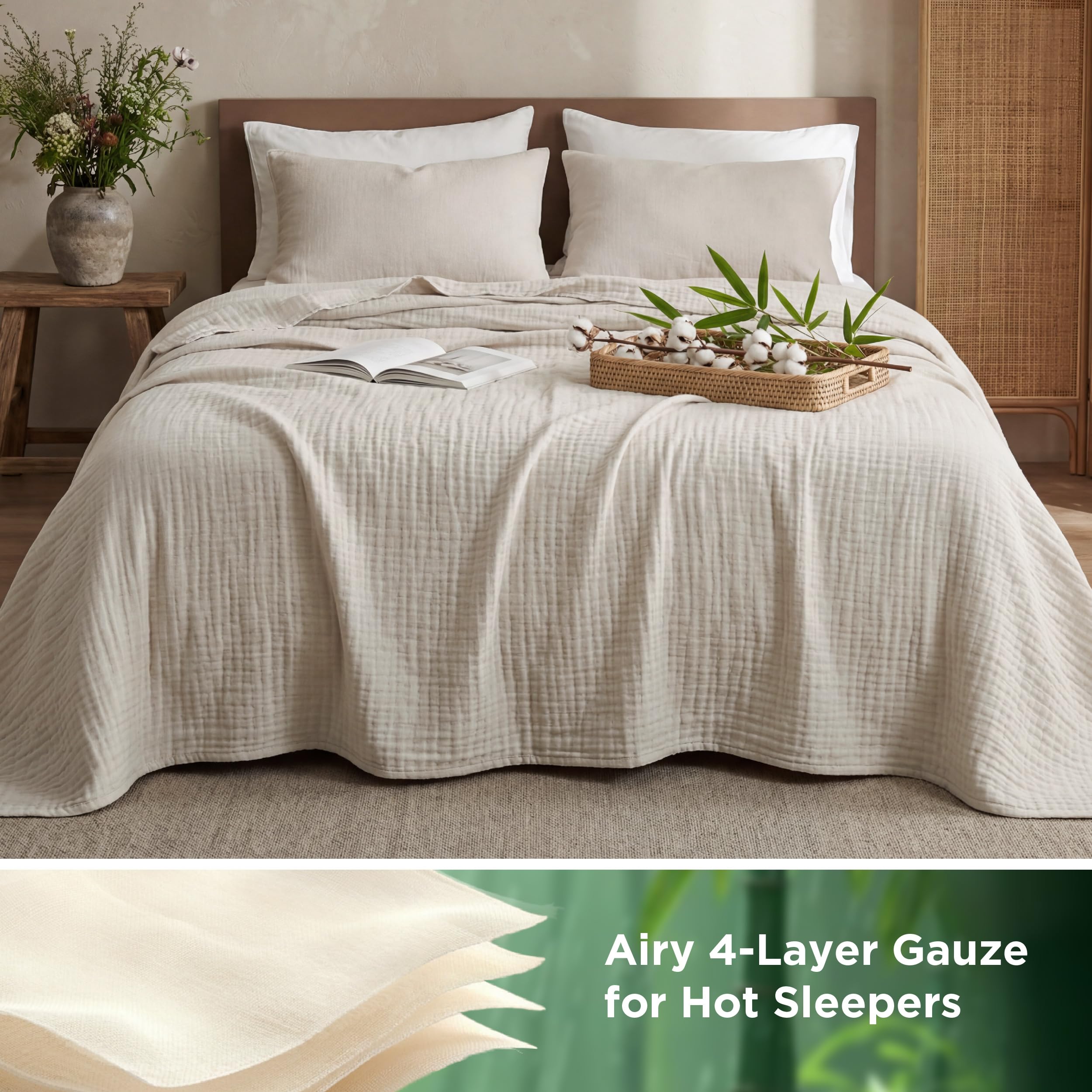 Bedsure cooling muslin blanket moisture-wicking feature to stay dry