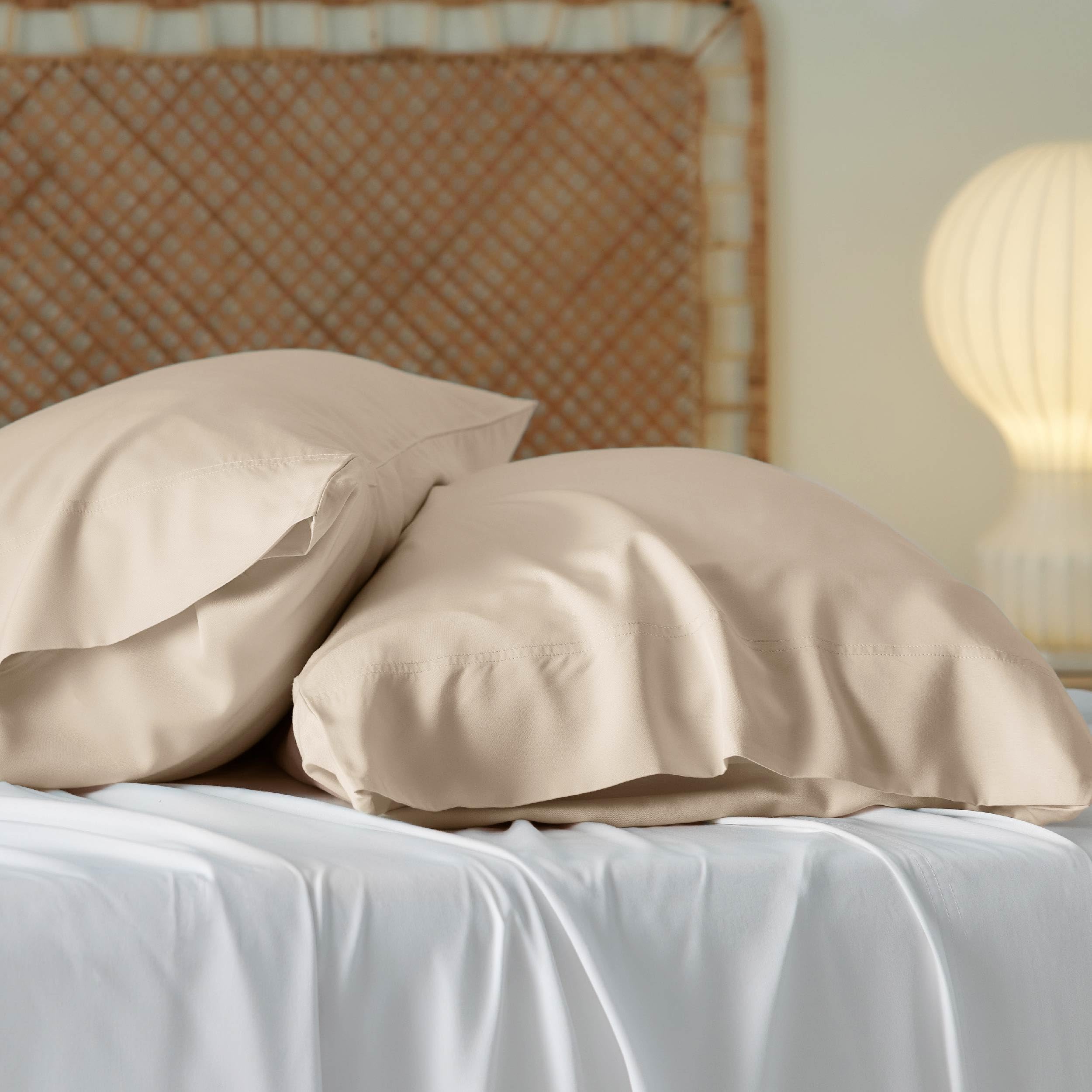 Bedsure king beige room-ambiance shot showcases cozy breathable bedding upgrade