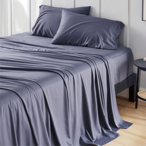 Bedsure cooling sheets on full bed showing silky soft, breathable surface for cooler nights