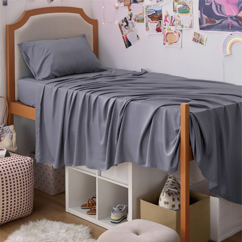 Bedsure cooling sheets twin XL bamboo fabric closeup reveals breathable, silky soft texture.
