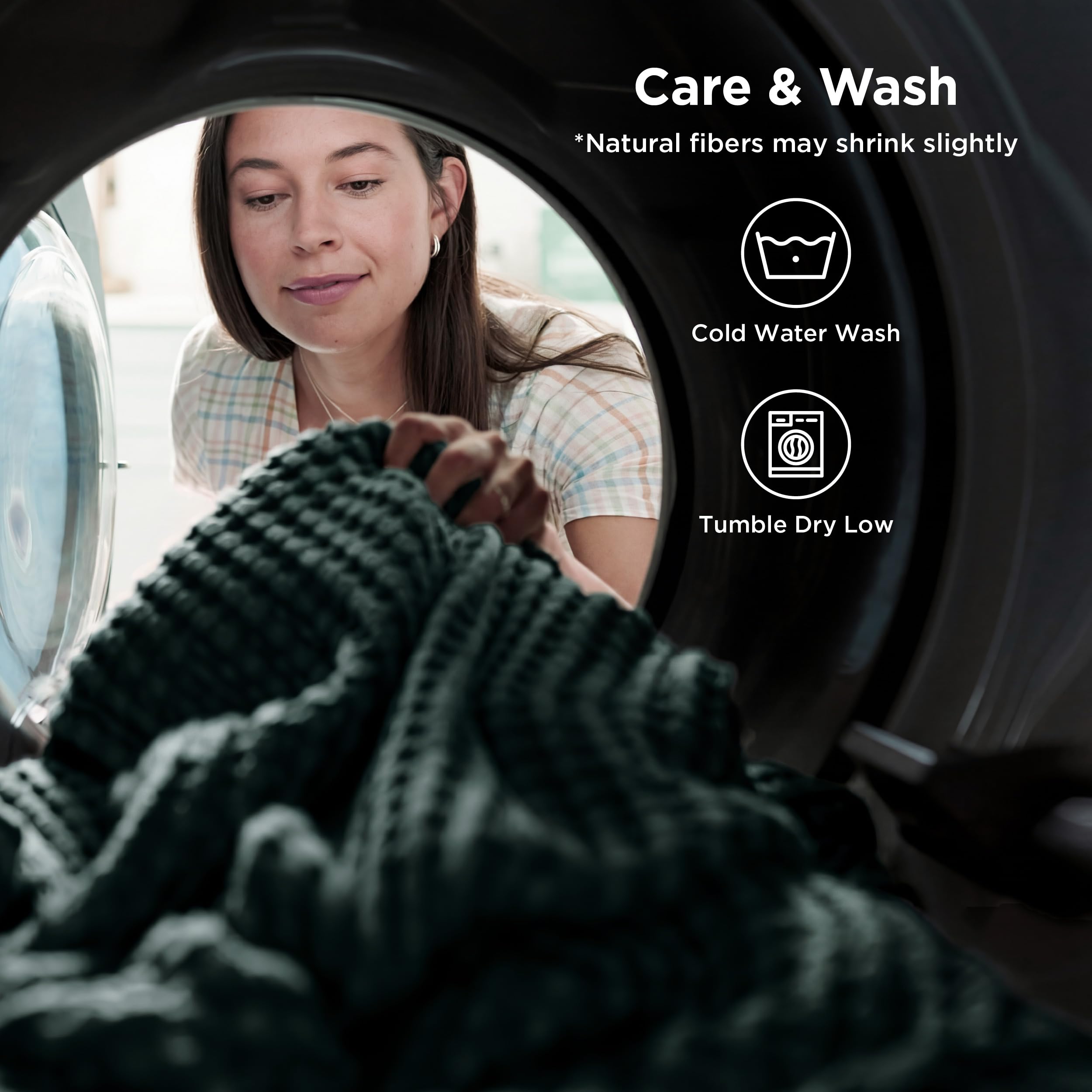 Bedsure cotton-blend blanket features durable seams for long-lasting use.
