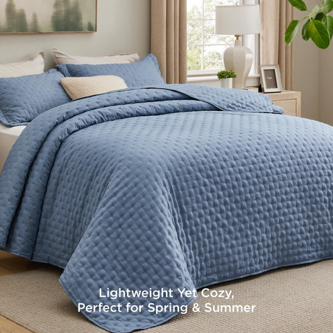 Bedsure coverlet with clover pattern featuring embossed texture for chic bedroom accent