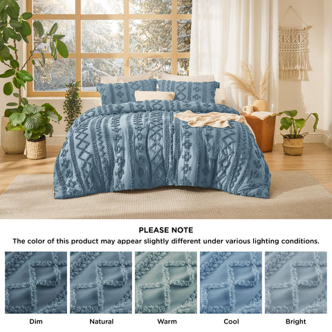 Bedsure dusty blue tones create a cozy boho bedroom ambiance.