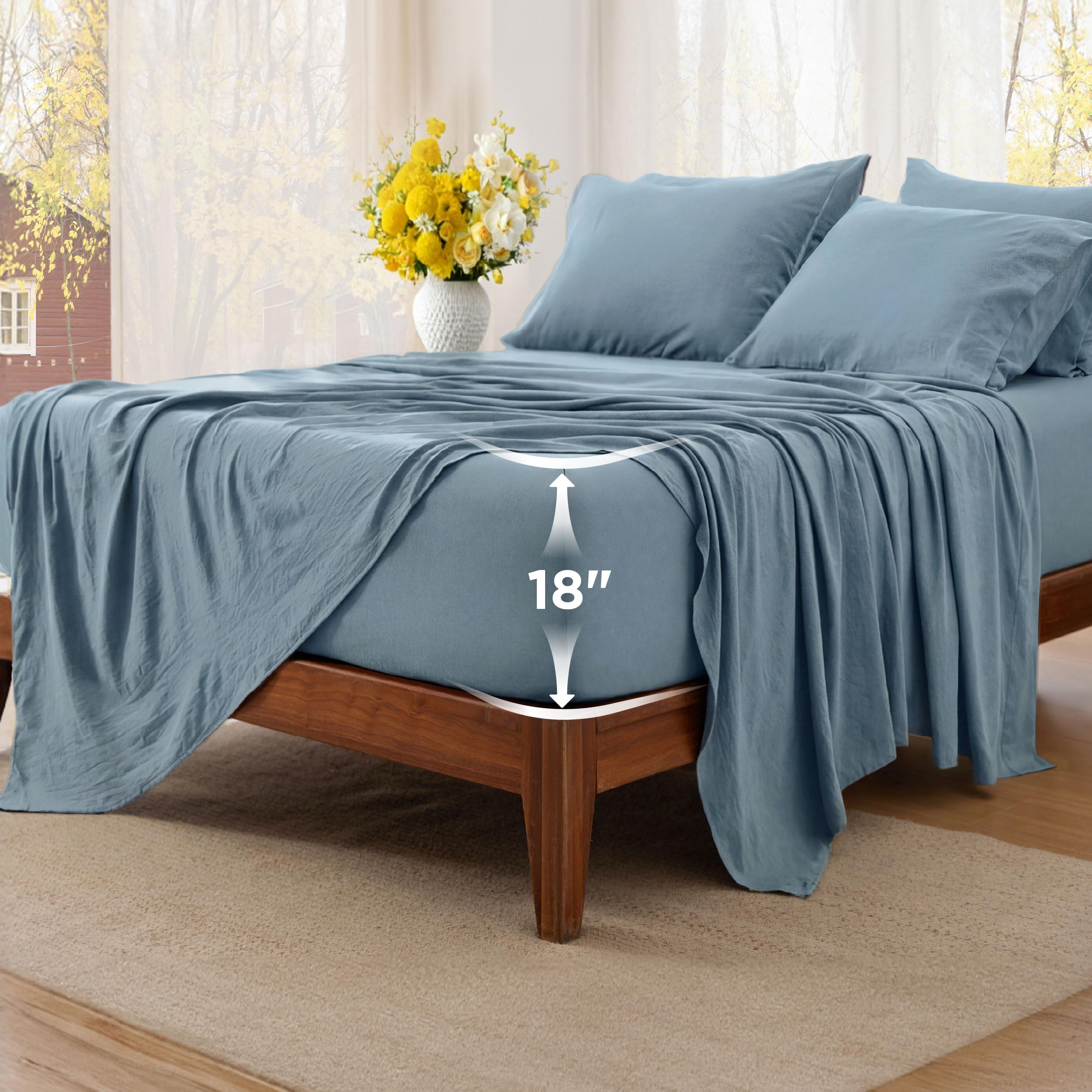 Bedsure deep pocket king sheet set flat lay showing all pieces and size fit