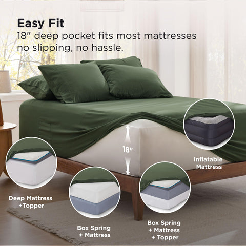 Bedsure Deep Pocket King Sheet Set four pillowcases providing gentle coverage