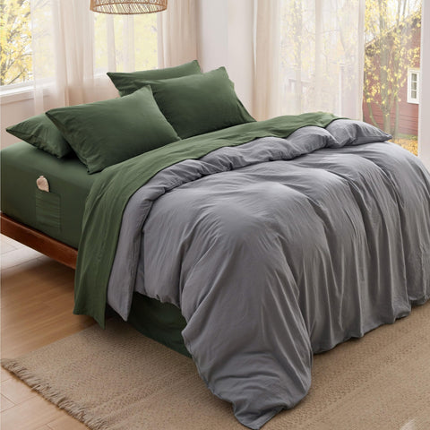 Bedsure Deep Pocket King Sheet Set side pocket keeps essentials nearby