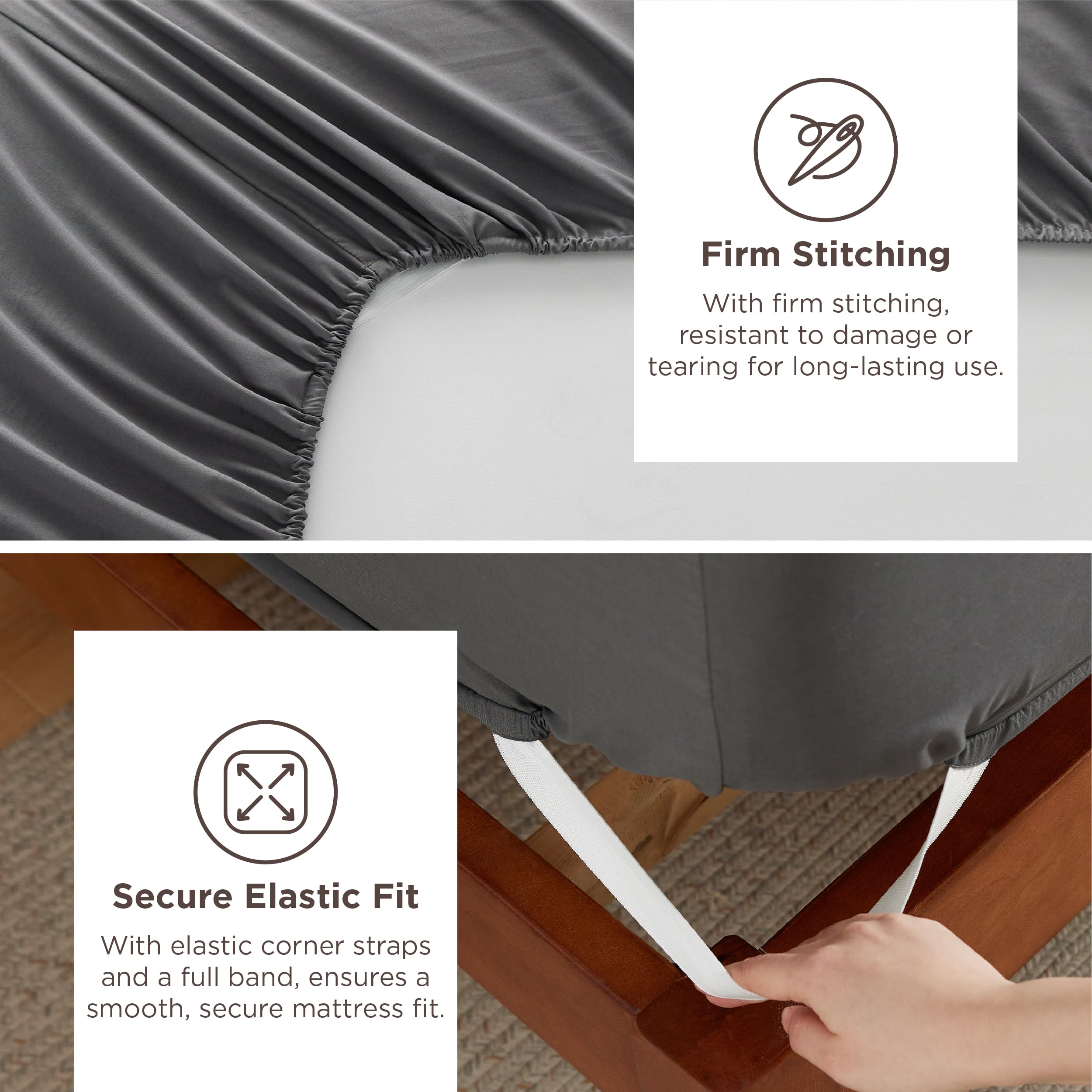 Bedsure deep pocket design fits thicker mattresses securely.