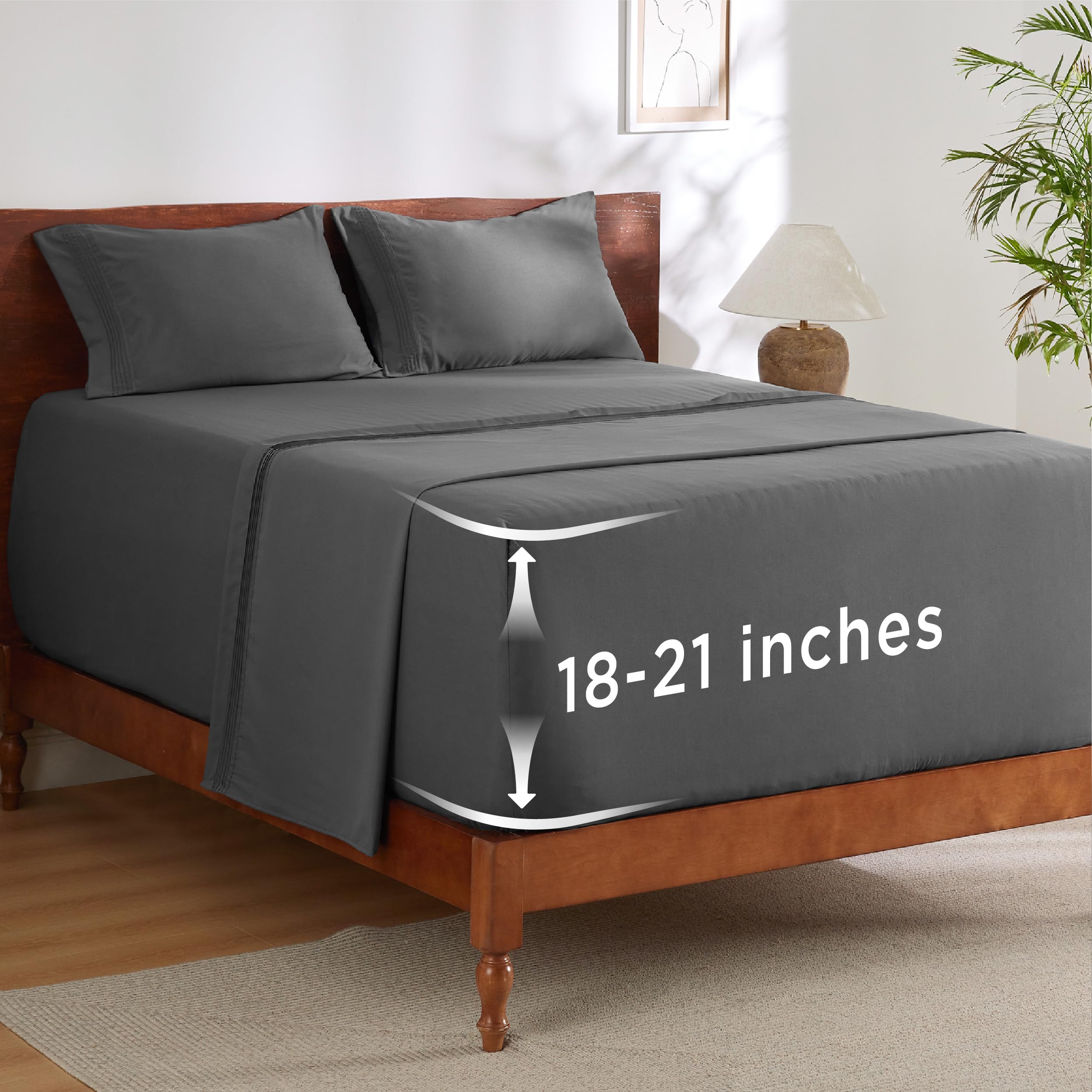 Bedsure deep pocket queen sheets with pintuck edges secure fit.