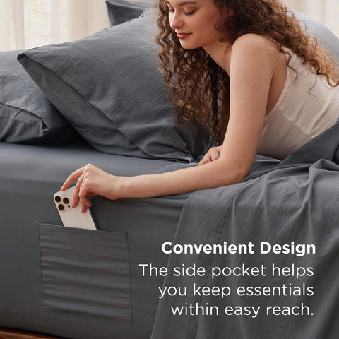 Bedsure elastic corner straps secure the fitted sheet for a snug, worry-free fit