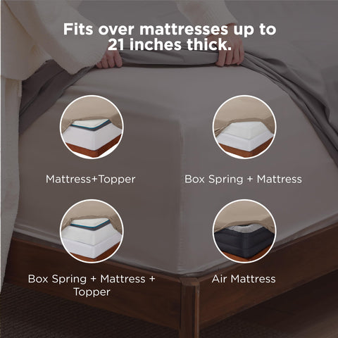 Bedsure deep-pocket queen fitted sheet fitting up to 21 inches
