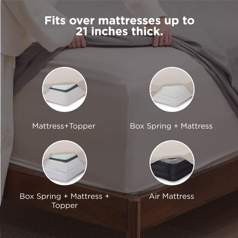 Bedsure deep-pocket queen fitted sheet with 21-inch fit secures thicker mattresses