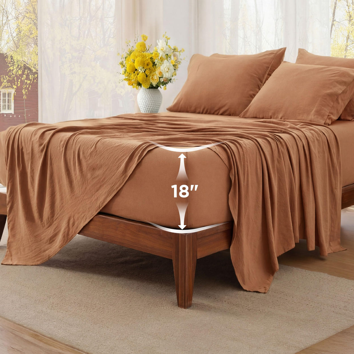Bedsure flat sheet with a cotton-like finish offers cozy, skin-friendly comfort.