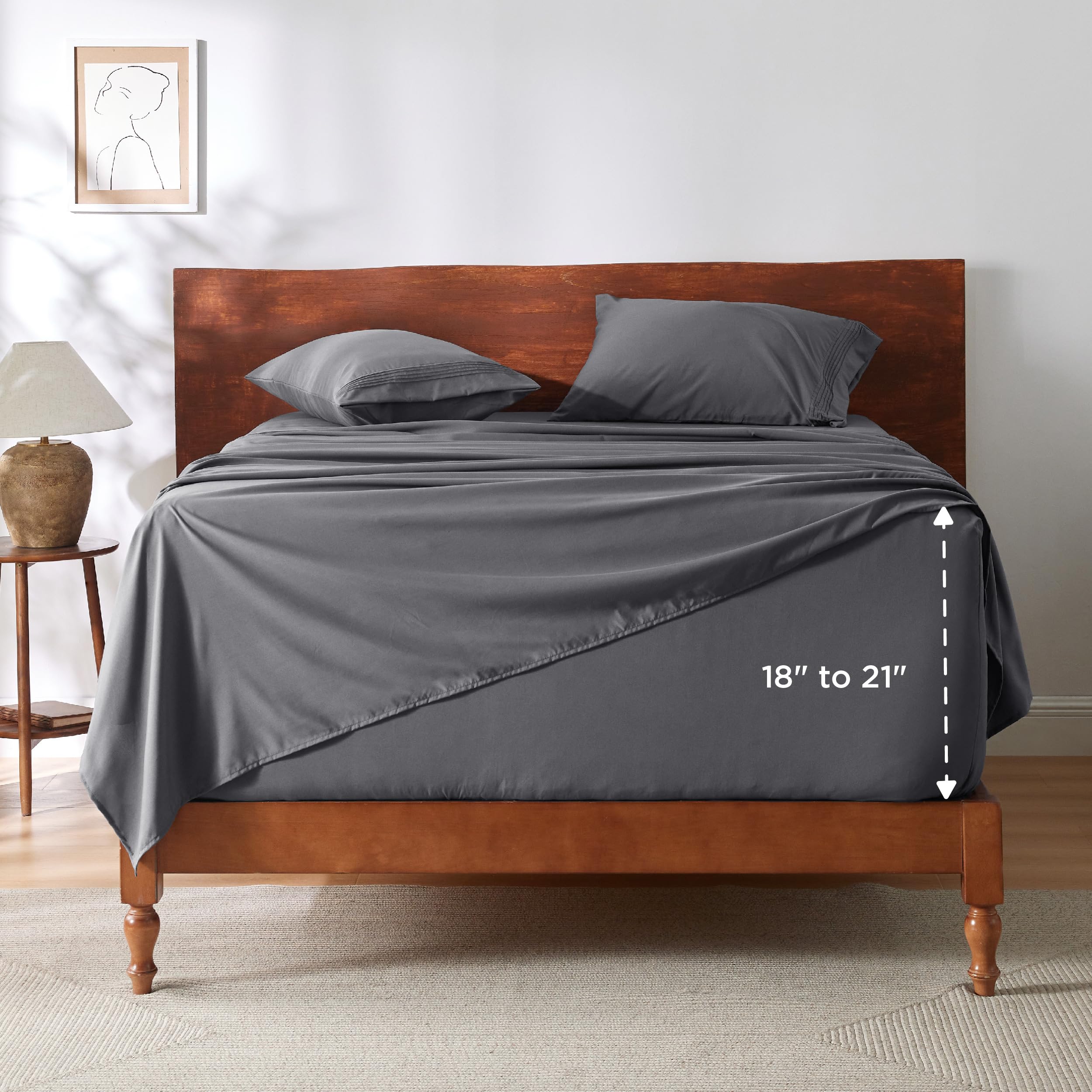 Bedsure queen sheet set includes flat, fitted, and two pillowcases.