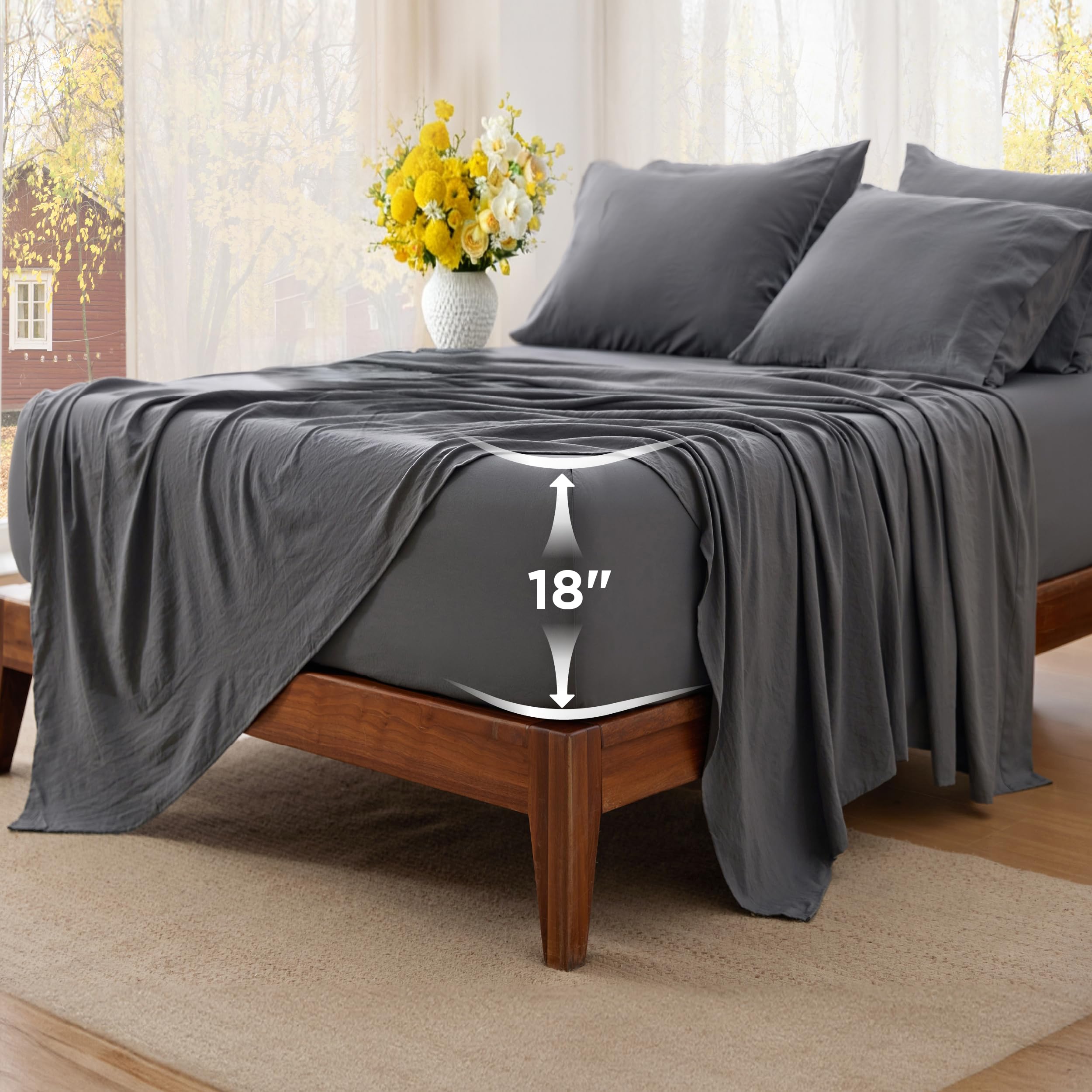 Bedsure deep pocket queen sheets on bed for plush comfort and sleek style
