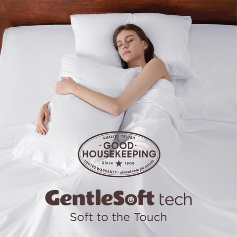 Bedsure Deep Pocket construction image showing 21 inch depth for thicker mattresses