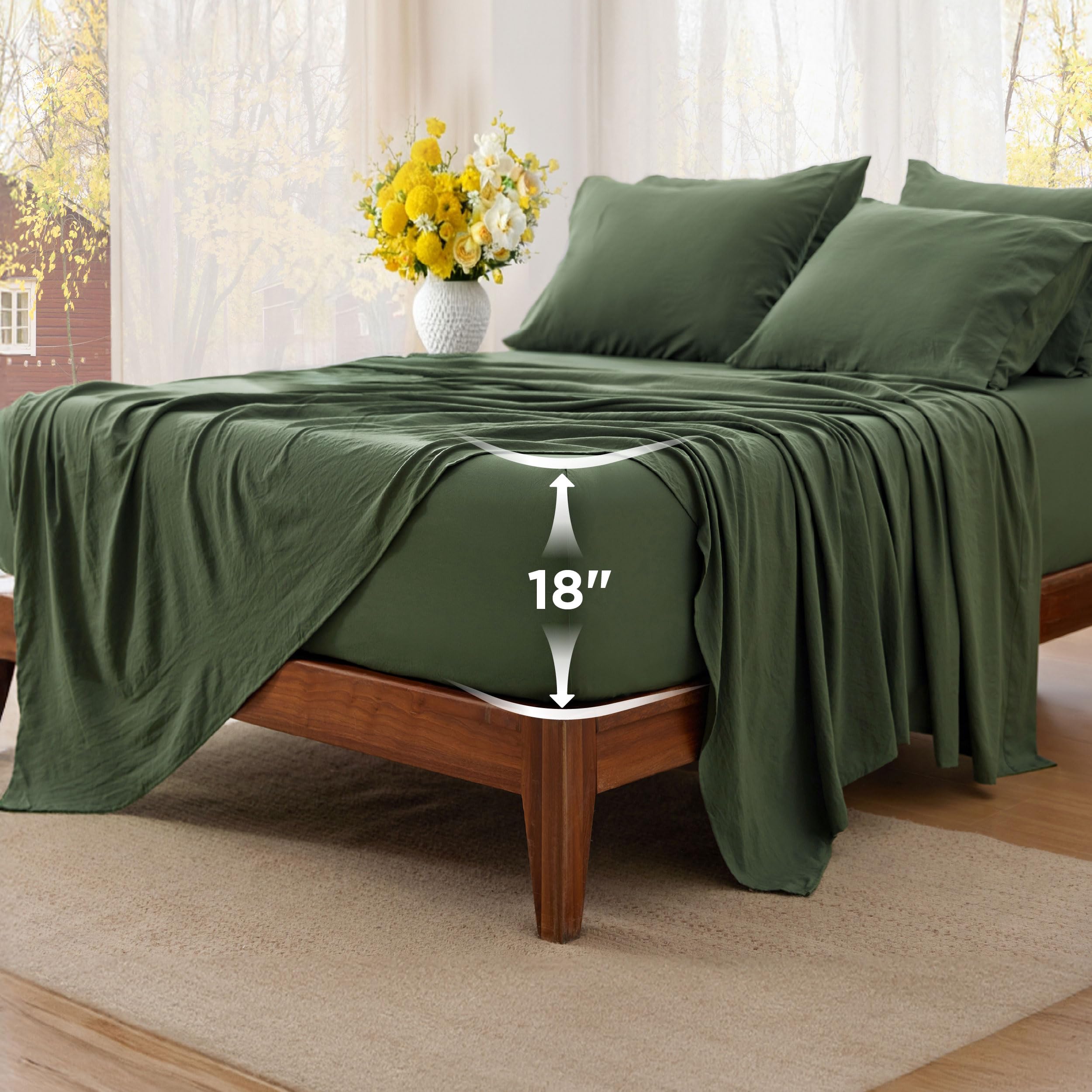 Bedsure deep-pocket queen sheets with soft texture for a cozy night's sleep.