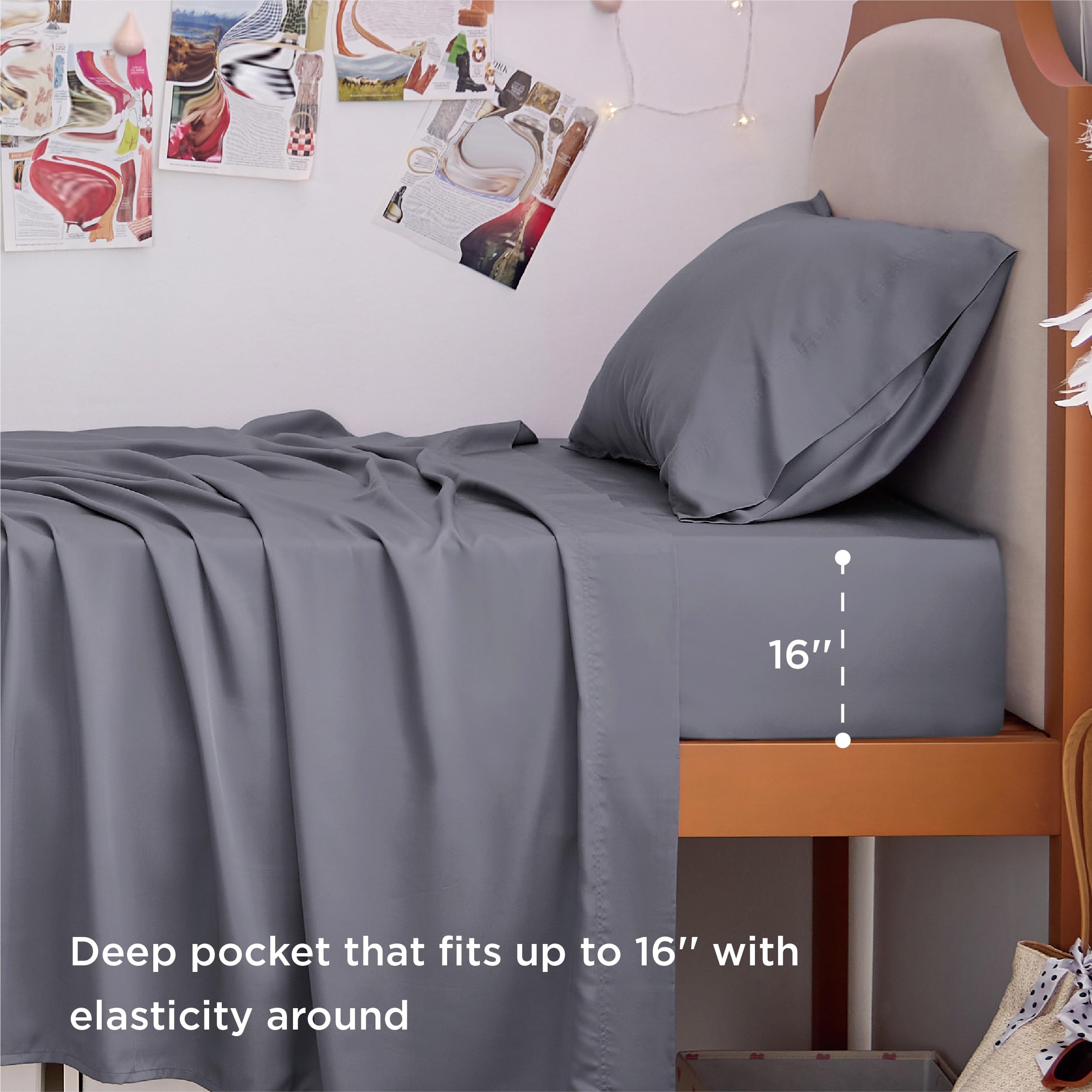 Bedsure dorm packaging highlights easy care, ideal for students.