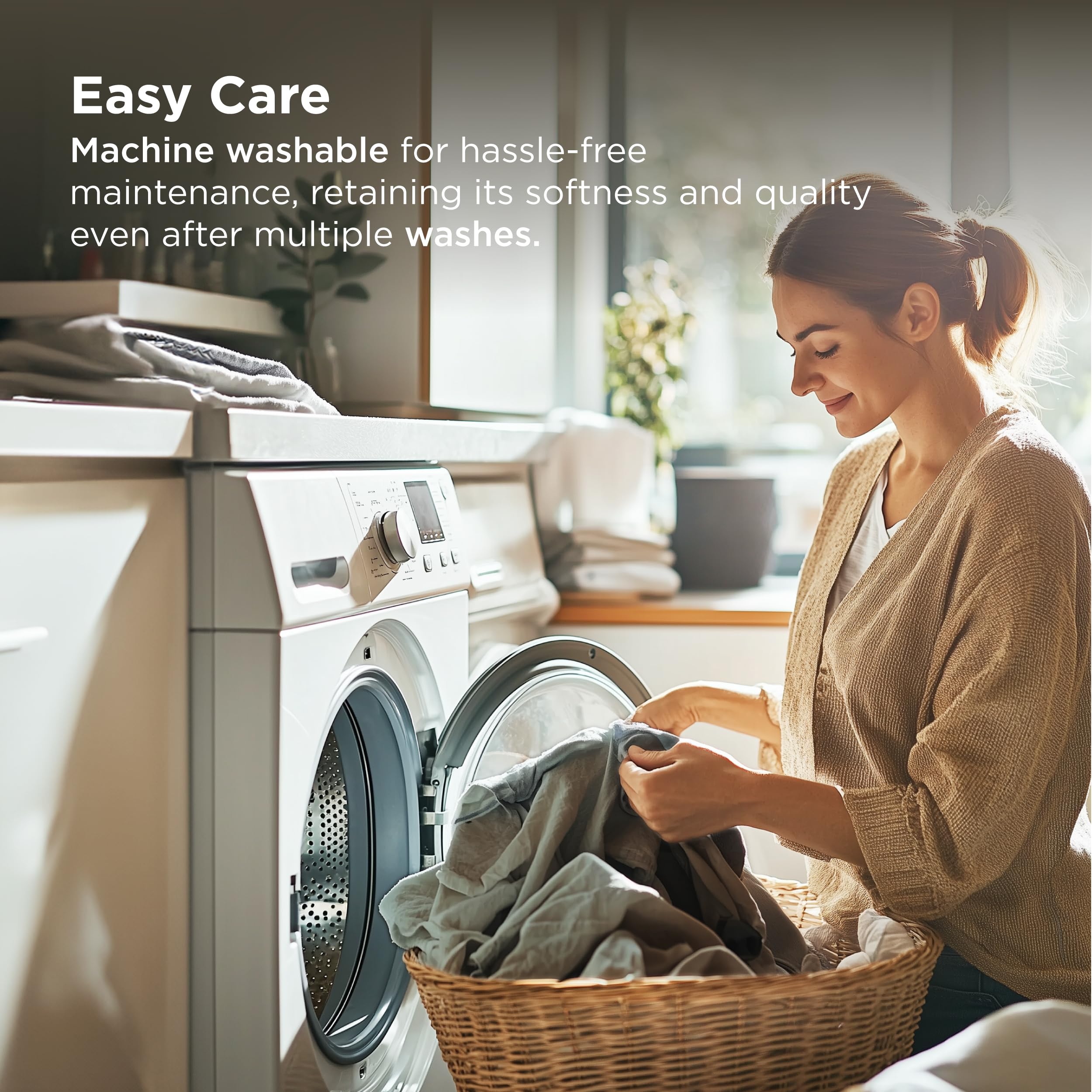 Bedsure 4-piece set is machine washable and durable for daily use.