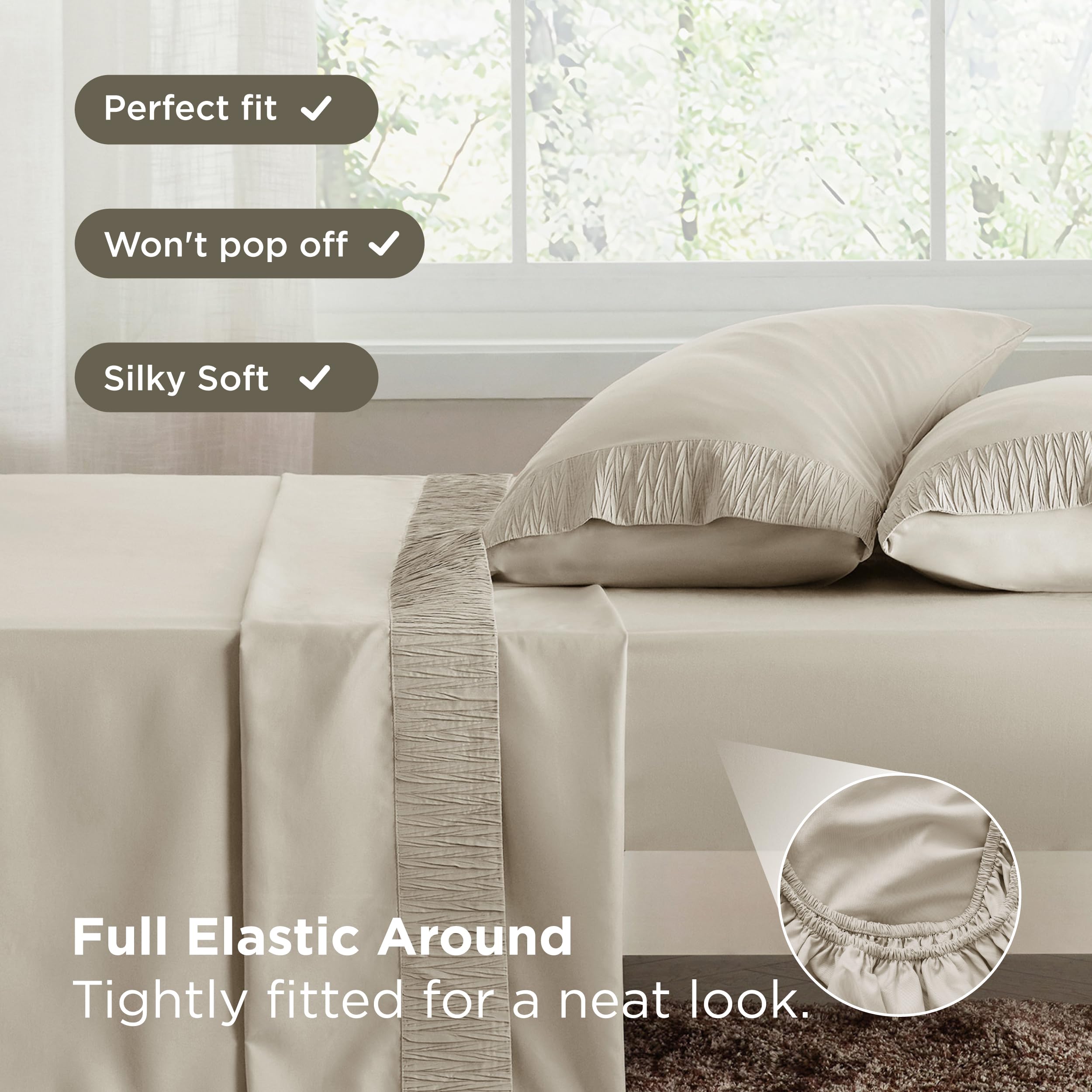 Bedsure sturdy plain weave resists shrinking and pilling for daily family use.