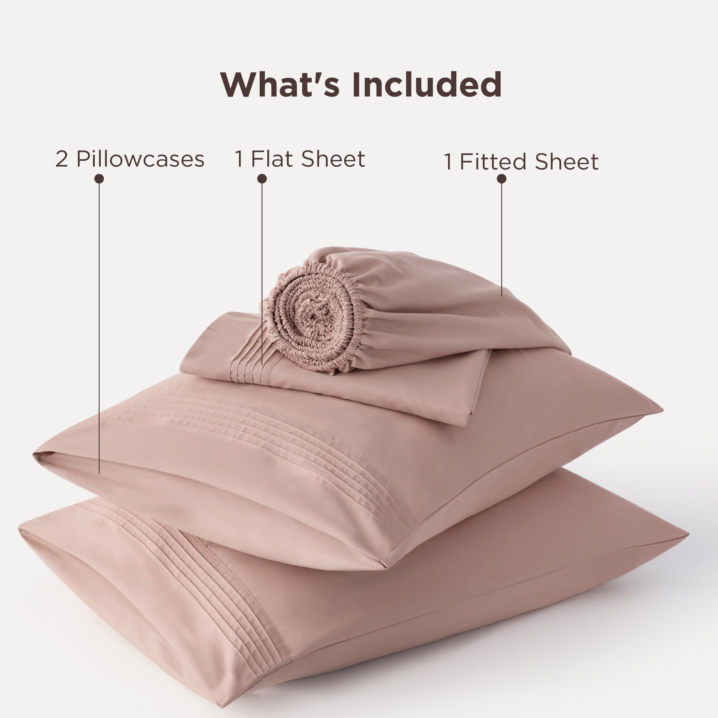 Bedsure dusty-pink bedding adds warm, modern style to the bedroom.