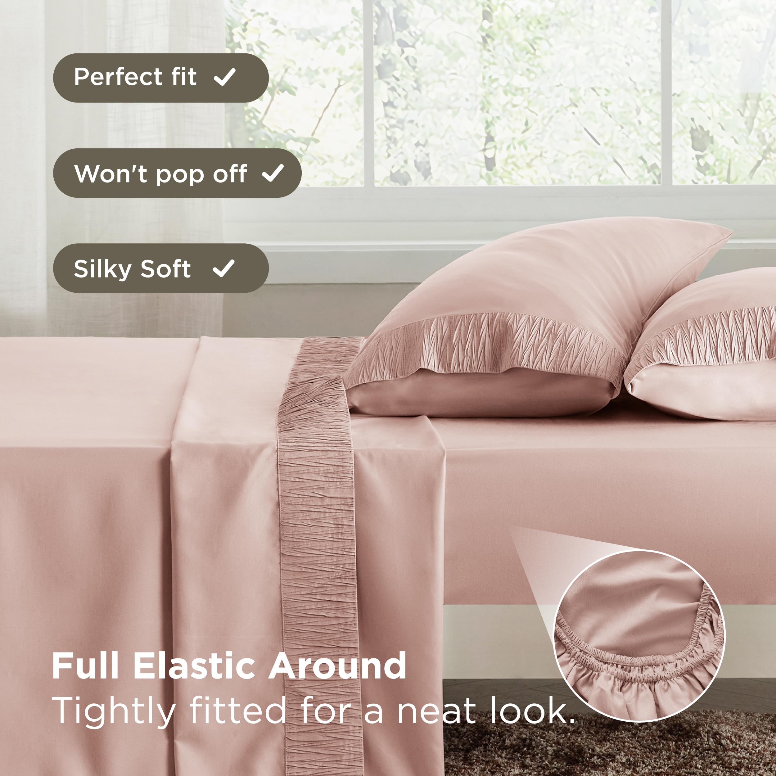 Bedsure dusty-pink color bedding maintains vibrant look after washing