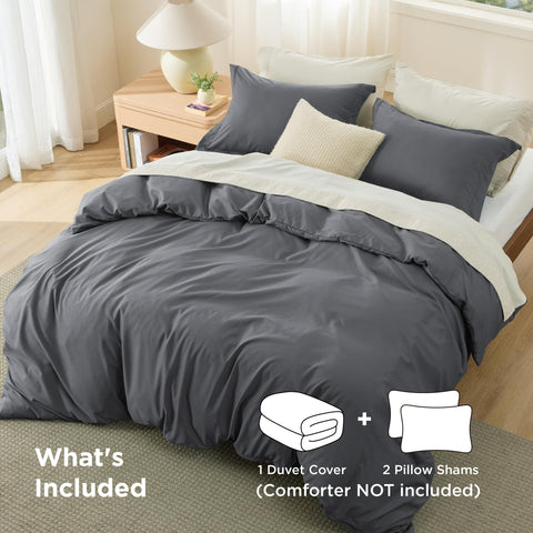 Bedsure king duvet cover showing eight corner ties to secure insert