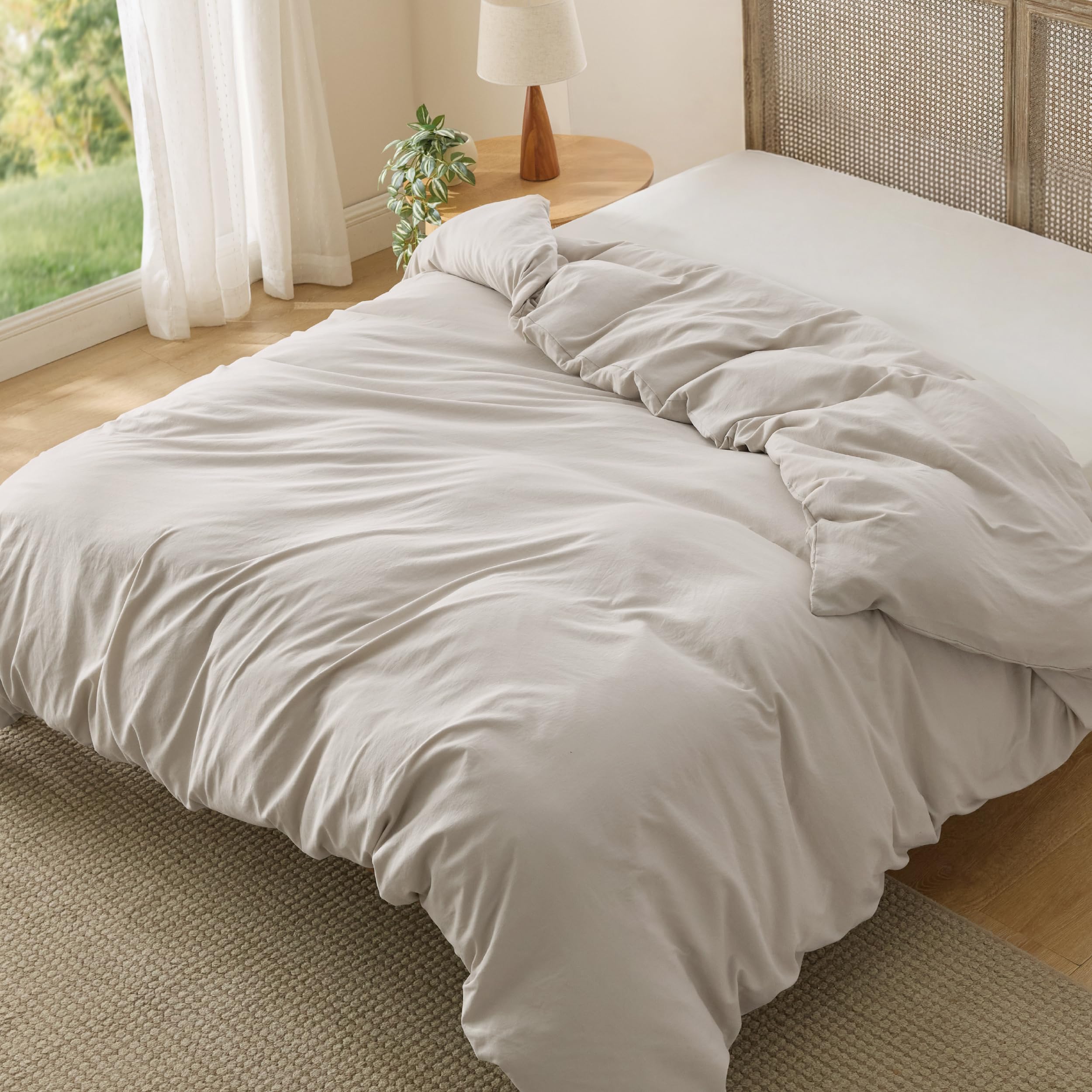 Bedsure king size duvet cover 104x90 in soft cotton-like fabric for all-season comfort