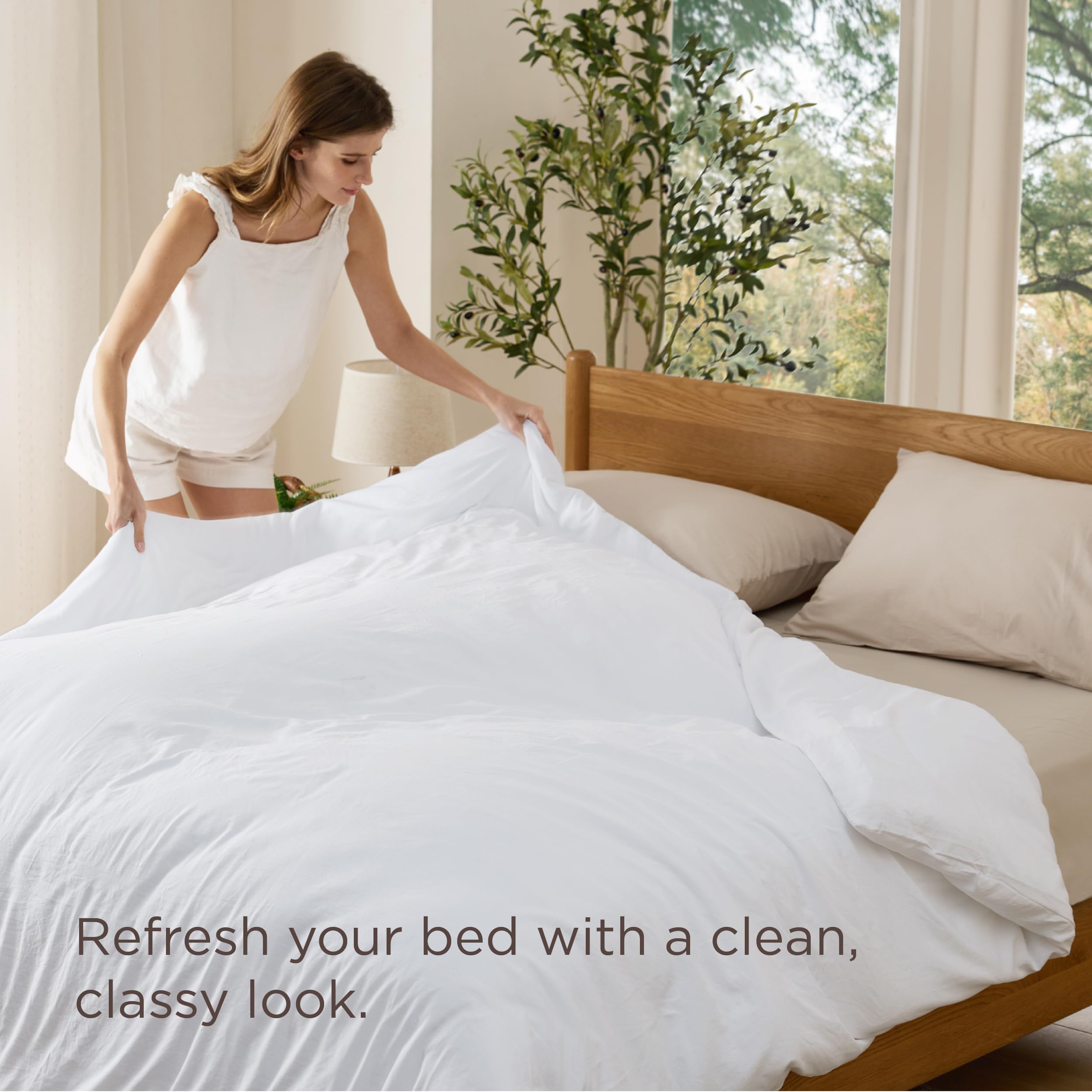 Bedsure queen all-season duvet cover designed for warmth without bulk.
