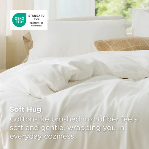 Bedsure duvet cover cream close-up texture reveals plush feel.