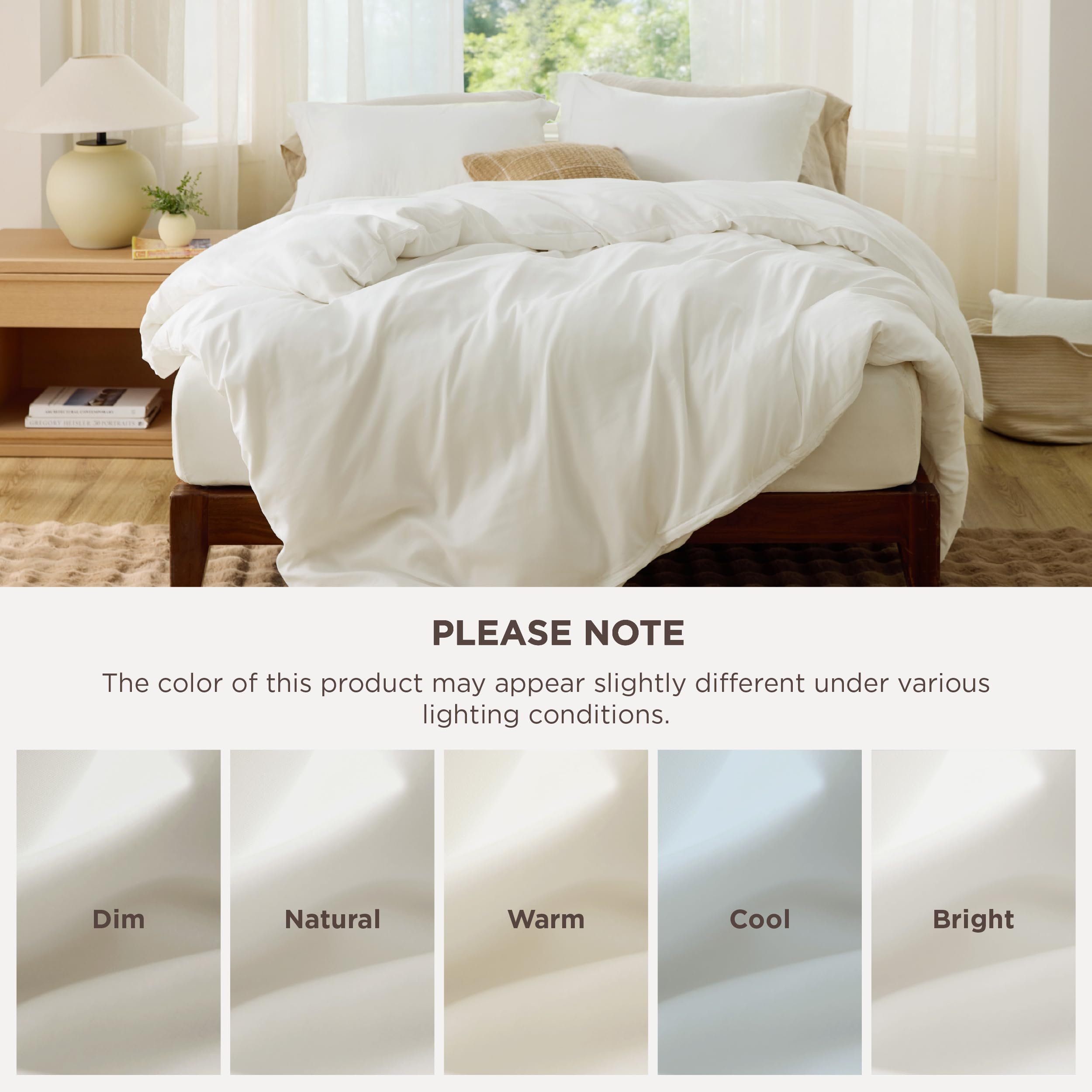 Bedsure duvet cover cream on bed shows cozy, balanced bedroom look.