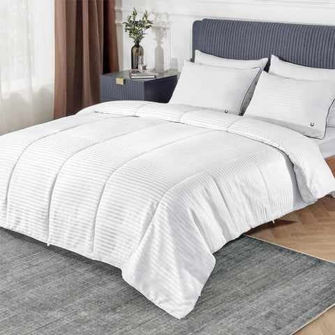 Bedsure king striped white duvet insert adds fresh style to your bed.