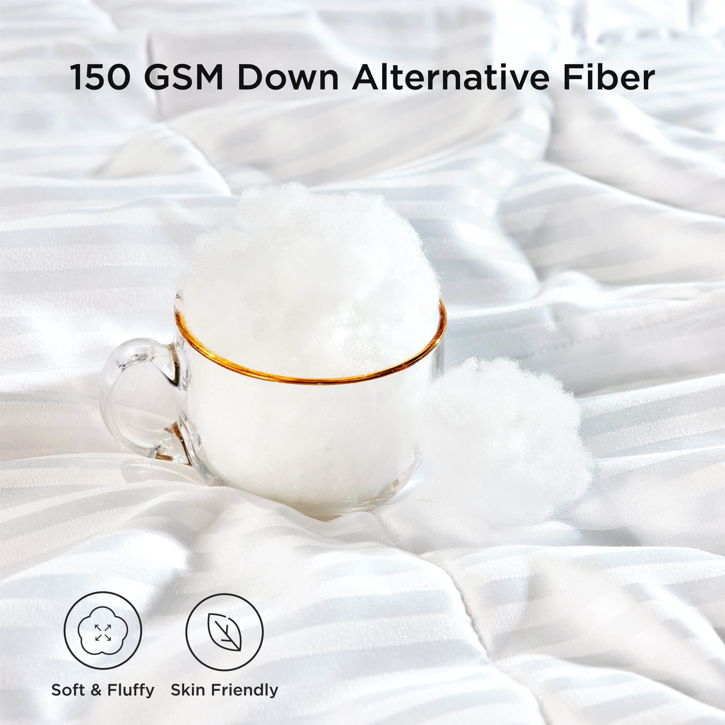 Bedsure striped one side with solid reverse offers versatile bedroom aesthetics.